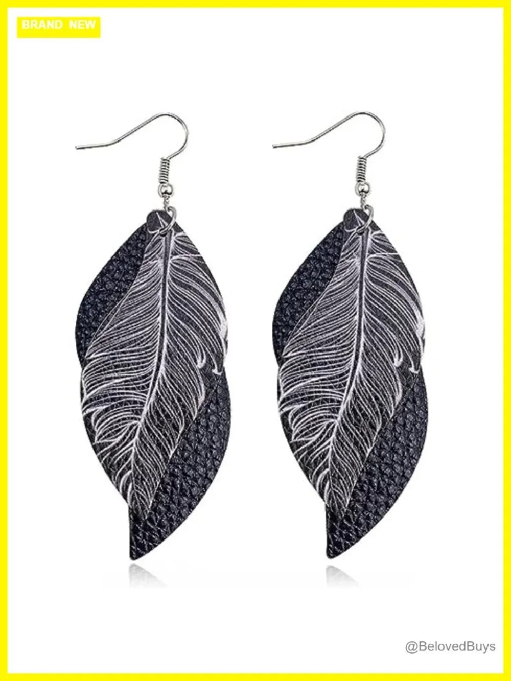 Boho Leaf Drop Earrings Faux Leather Lightweight Women Gift